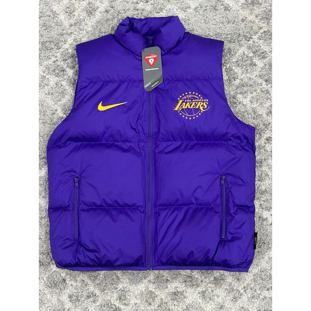 Nike LA Lakers City Edition Purple Yellow Puffer Vest FZ0335-504 Men’s Size M